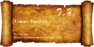 Toman Henrik névjegykártya